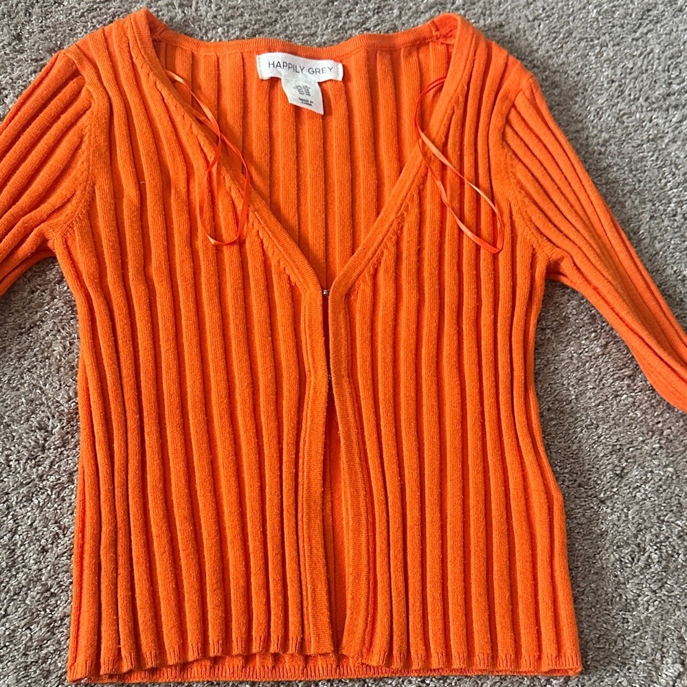 Orange Ribbed cropped top - Picture 2 of 5